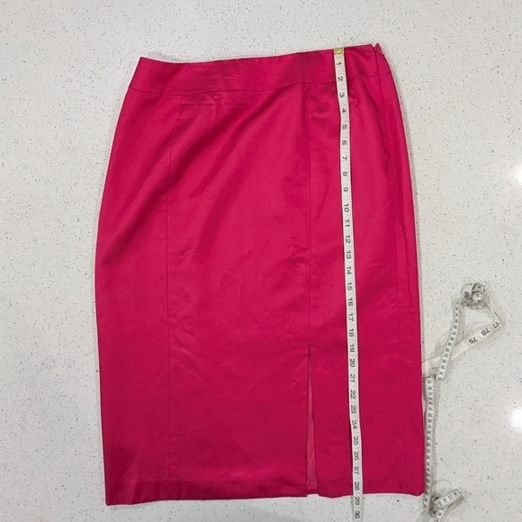 Talbots Woman Hot Pink Cotton Silky Blend Midi Pencil Skirt Business Feminine 12 - Picture 6 of 11
